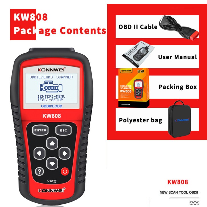 Miernik diagnostyczny, skaner OBD2 Konnwei KW808 Miernik diagnostyczny, skaner OBD2 Konnwei KW808