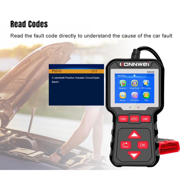 Miernik diagnostyczny, skaner OBD2 Konnwei KW320 Miernik diagnostyczny, skaner OBD2 Konnwei KW320