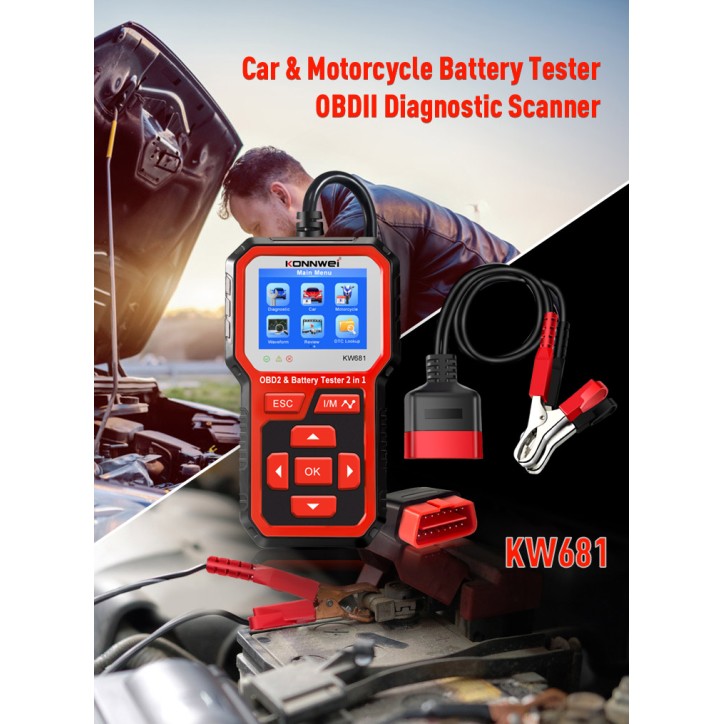 Miernik diagnostyczny, skaner OBD2, tester baterii Konnwei KW681 Miernik diagnostyczny, skaner OBD2, tester baterii Konnwei KW681