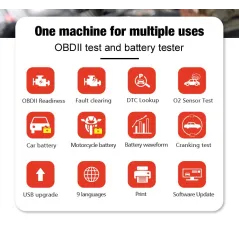 Miernik diagnostyczny, skaner OBD2, tester baterii Konnwei KW681