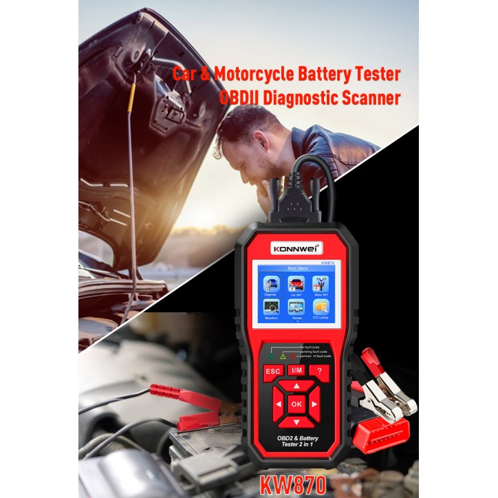 Miernik diagnostyczny, skaner OBD2, tester baterii Konnwei KW870 Miernik diagnostyczny, skaner OBD2, tester baterii Konnwei KW870