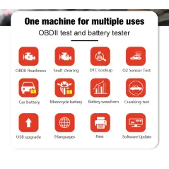 Miernik diagnostyczny, skaner OBD2, tester baterii Konnwei KW870