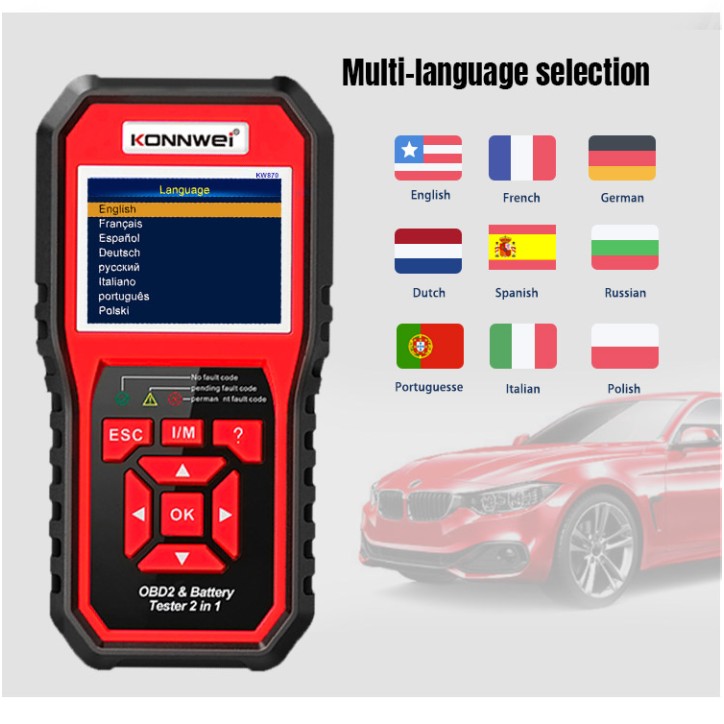Miernik diagnostyczny, skaner OBD2, tester baterii Konnwei KW870 Miernik diagnostyczny, skaner OBD2, tester baterii Konnwei KW870