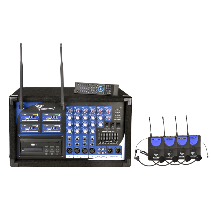 Mikrofon PA-180 UHF 4 kanały (4 mikrofony nagłowne) Mikrofon PA-180 UHF 4 kanały (4 mikrofony nagłowne)
