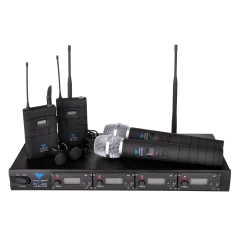 Mikrofon PLL-400 UHF 4 kanały (2 do ręki+2 na klip)