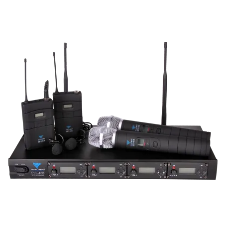 Mikrofon PLL-400 UHF 4 kanały (2 do ręki+2 na klip)