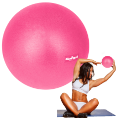 Mini piłka gimnastyczna do pilates rehabilitacyjna 25cm z pompką ręczną, kolor różowy, REBEL ACTIVE