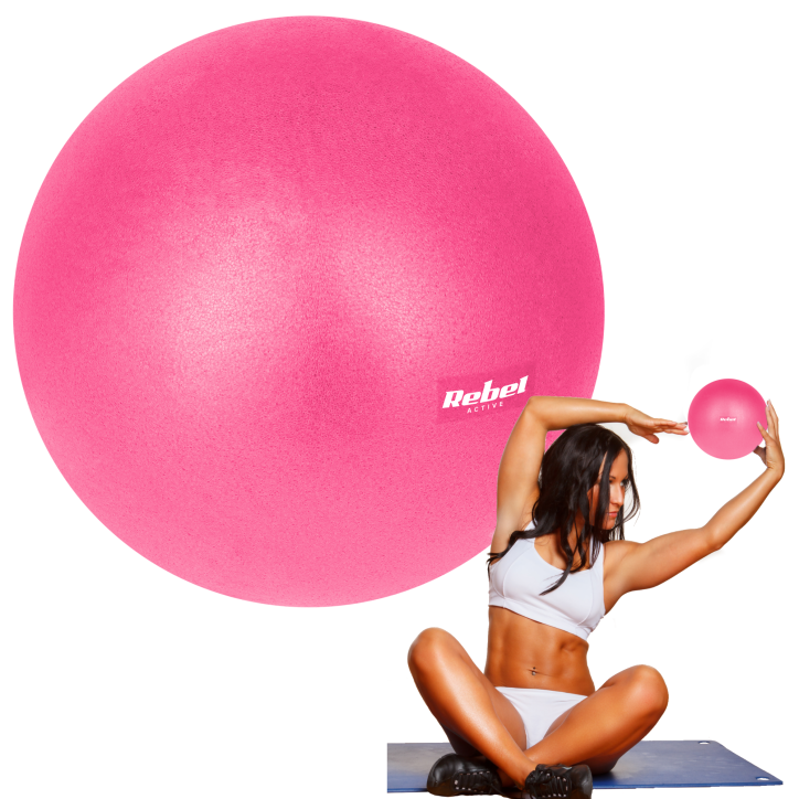 Mini piłka gimnastyczna do pilates rehabilitacyjna 25cm z pompką ręczną, kolor różowy, REBEL ACTIVE Mini piłka gimnastyczna do pilates rehabilitacyjna 25cm z pompką ręczną, kolor różowy, REBEL ACTIVE