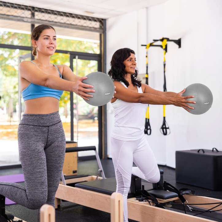 Mini piłka gimnastyczna do pilates rehabilitacyjna 25cm z pompką ręczną, kolor szary , REBEL ACTIVE Mini piłka gimnastyczna do pilates rehabilitacyjna 25cm z pompką ręczną, kolor szary , REBEL ACTIVE