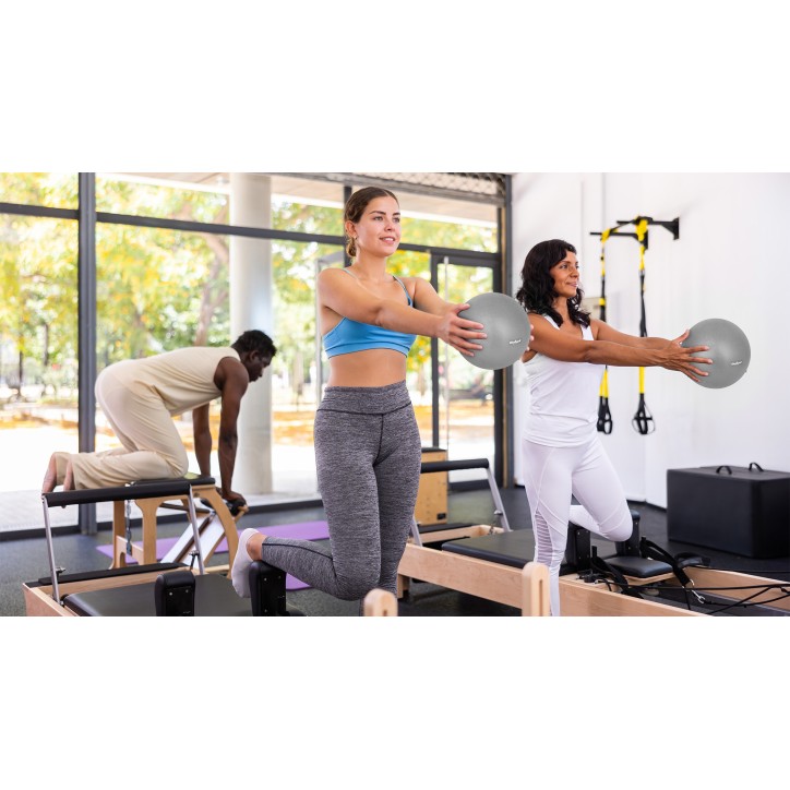 Mini piłka gimnastyczna do pilates rehabilitacyjna 25cm z pompką ręczną, kolor szary , REBEL ACTIVE Mini piłka gimnastyczna do pilates rehabilitacyjna 25cm z pompką ręczną, kolor szary , REBEL ACTIVE