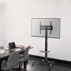 "Stojak TV z półką - Cabletech - Mobilny uchwyt TV - Polski"