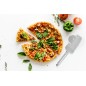 Nóż do pizzy z tarczą tnącą, zębami tnącymi brzegi oraz łopatką z zaciskiem