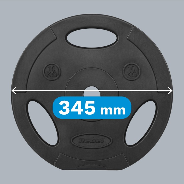 Zestaw obciążeń bitumicznych 2x10kg, otwór 31mm, talerz z uchwytami, REBEL ACTIVE Zestaw obciążeń bitumicznych 2x10kg, otwór 31mm, talerz z uchwytami, REBEL ACTIVE