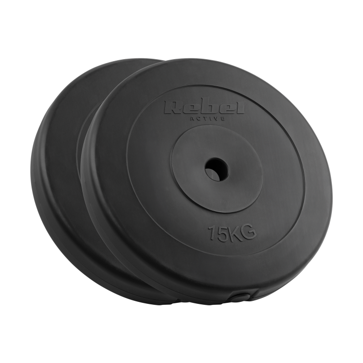 Zestaw obciążeń bitumicznych 2x15kg, otwór 31mm, talerz klasyczny, REBEL ACTIVE Zestaw obciążeń bitumicznych 2x15kg, otwór 31mm, talerz klasyczny, REBEL ACTIVE