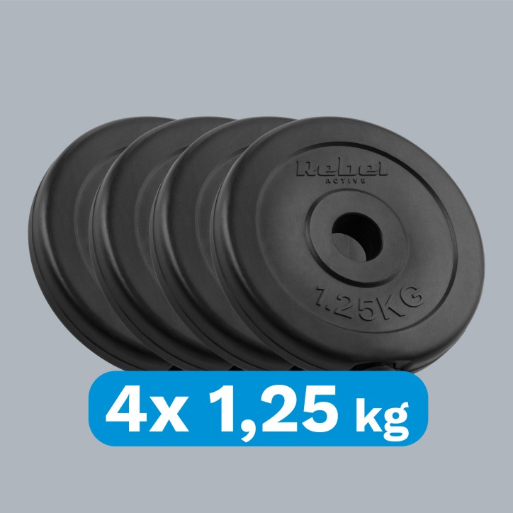 Zestaw obciążeń bitumicznych 4x1.25kg, otwór 31mm, talerz klasyczny, REBEL ACTIVE Zestaw obciążeń bitumicznych 4x1.25kg, otwór 31mm, talerz klasyczny, REBEL ACTIVE
