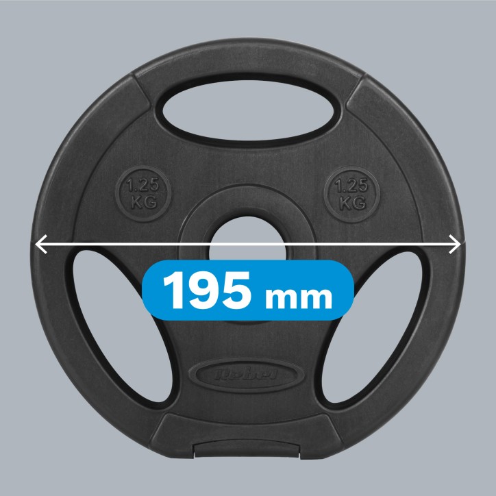 Zestaw obciążeń bitumicznych 4x1.25kg, otwór 31mm, talerz z uchwytami, REBEL ACTIVE Zestaw obciążeń bitumicznych 4x1.25kg, otwór 31mm, talerz z uchwytami, REBEL ACTIVE