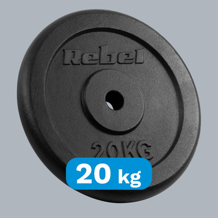 Obciążenie żeliwne 20kg, otwór 31mm, talerz klasyczny, REBEL ACTIVE Obciążenie żeliwne 20kg, otwór 31mm, talerz klasyczny, REBEL ACTIVE