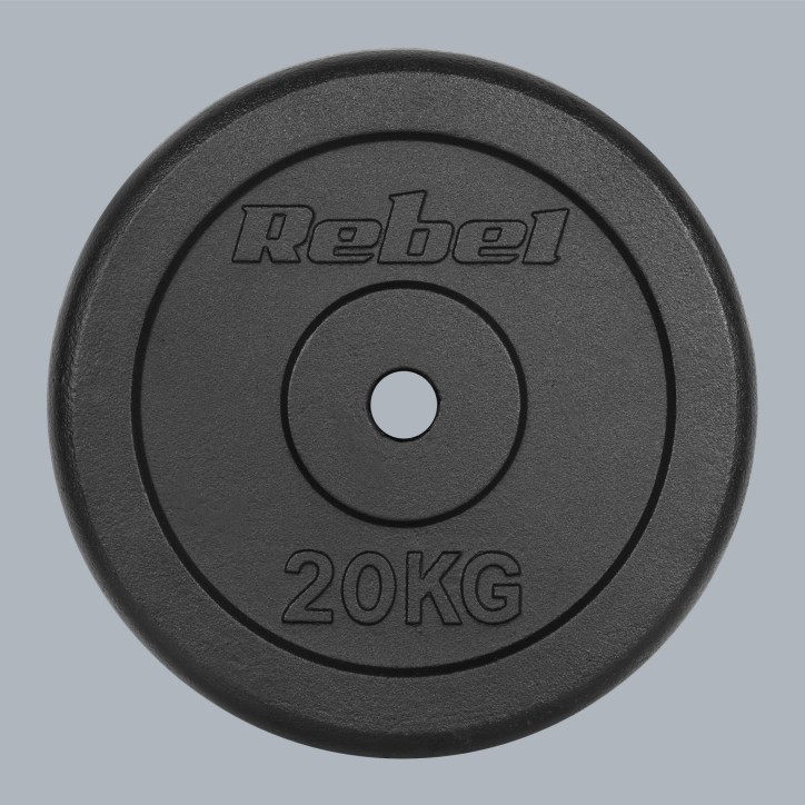 Obciążenie żeliwne 20kg, otwór 31mm, talerz klasyczny, REBEL ACTIVE Obciążenie żeliwne 20kg, otwór 31mm, talerz klasyczny, REBEL ACTIVE