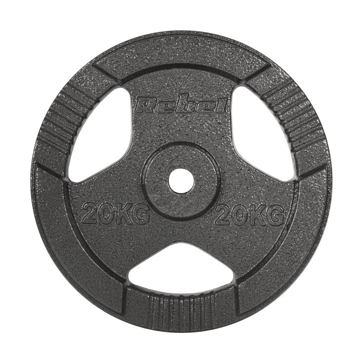 Obciążenie żeliwne 20kg, otwór 31mm, talerz z uchwytami, REBEL ACTIVE