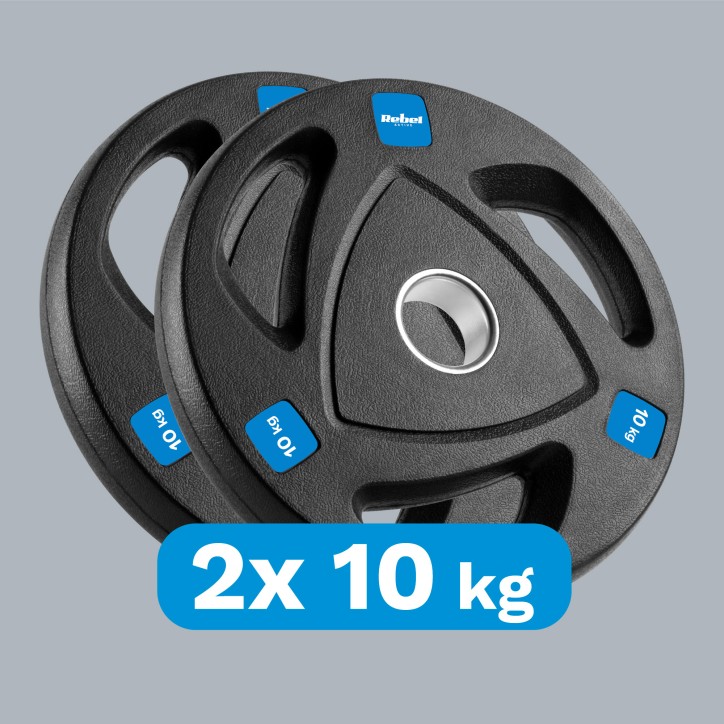 Zestaw obciążeń żeliwnych gumowanych 2x10kg, otwór olimpijski 51mm, REBEL ACTIVE Zestaw obciążeń żeliwnych gumowanych 2x10kg, otwór olimpijski 51mm, REBEL ACTIVE