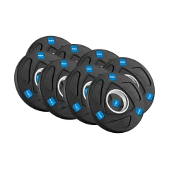 Zestaw obciążeń żeliwnych gumowanych 30kg ( 8x1.25kg + 4x2.5kg + 2x5kg ), otwór olimpijski 51mm, REBEL ACTIVE