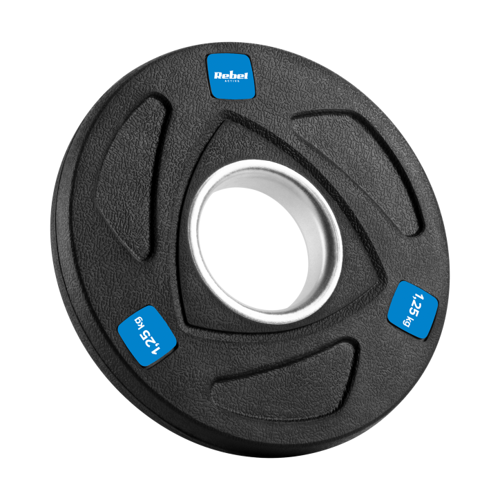 Zestaw obciążeń żeliwnych gumowanych 30kg ( 8x1.25kg + 4x2.5kg + 2x5kg ), otwór olimpijski 51mm, REBEL ACTIVE Zestaw obciążeń żeliwnych gumowanych 30kg ( 8x1.25kg + 4x2.5kg + 2x5kg ), otwór olimpijski 51mm, REBEL ACTIVE