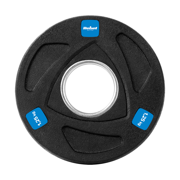 Zestaw obciążeń żeliwnych gumowanych 30kg ( 8x1.25kg + 4x2.5kg + 2x5kg ), otwór olimpijski 51mm, REBEL ACTIVE Zestaw obciążeń żeliwnych gumowanych 30kg ( 8x1.25kg + 4x2.5kg + 2x5kg ), otwór olimpijski 51mm, REBEL ACTIVE