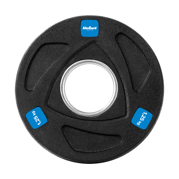 Zestaw obciążeń żeliwnych gumowanych 4x1.25kg, otwór olimpijski 51mm, REBEL ACTIVE Zestaw obciążeń żeliwnych gumowanych 4x1.25kg, otwór olimpijski 51mm, REBEL ACTIVE