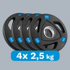 Zestaw obciążeń żeliwnych gumowanych 4x2.5kg, otwór olimpijski 51mm, REBEL ACTIVE