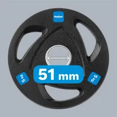 Zestaw obciążeń żeliwnych gumowanych 4x5kg, otwór olimpijski 51mm, REBEL ACTIVE