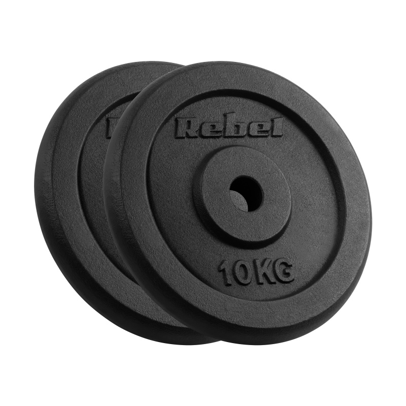 Obciążenie żeliwne zestaw 2x10kg, otwór 31mm, talerz klasyczny, REBEL ACTIVE