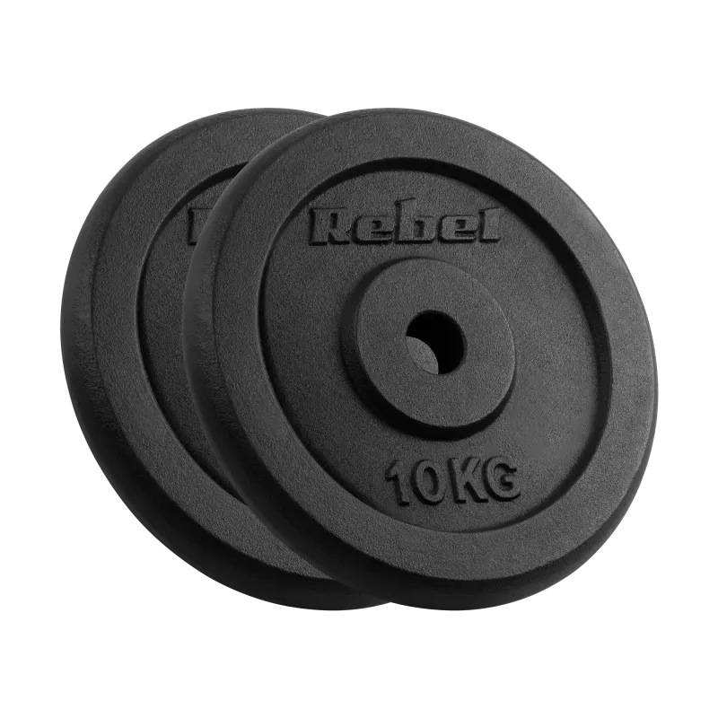 Zestaw obciążeń żeliwnych 2x10kg, otwór 31mm, talerz klasyczny, REBEL ACTIVE