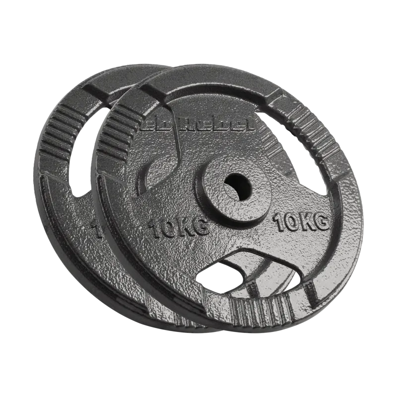 Zestaw obciążeń żeliwnych 2x10kg, otwór 31mm, talerz z uchwytami, REBEL ACTIVE