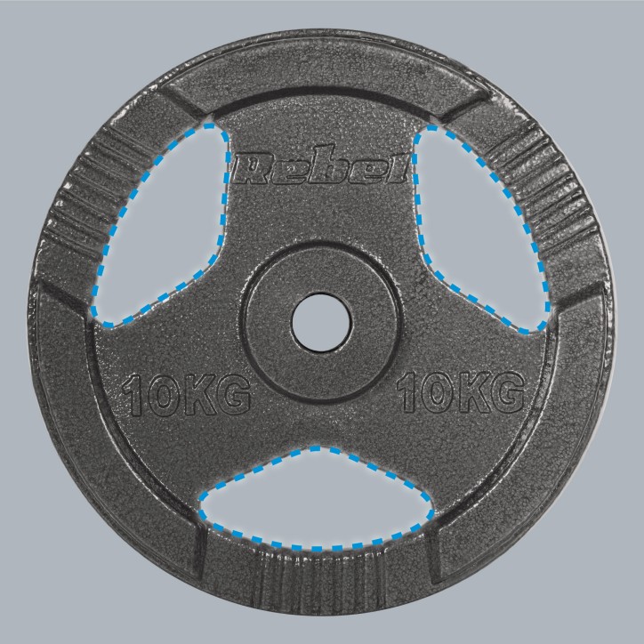 Zestaw obciążeń żeliwnych 2x10kg, otwór 31mm, talerz z uchwytami, REBEL ACTIVE Zestaw obciążeń żeliwnych 2x10kg, otwór 31mm, talerz z uchwytami, REBEL ACTIVE