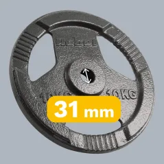 Zestaw obciążeń żeliwnych 2x10kg, otwór 31mm, talerz z uchwytami, REBEL ACTIVE