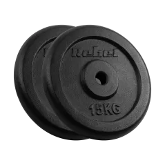 Obciążenie żeliwne zestaw 2x15kg, otwór 31mm, talerz klasyczny, REBEL ACTIVE