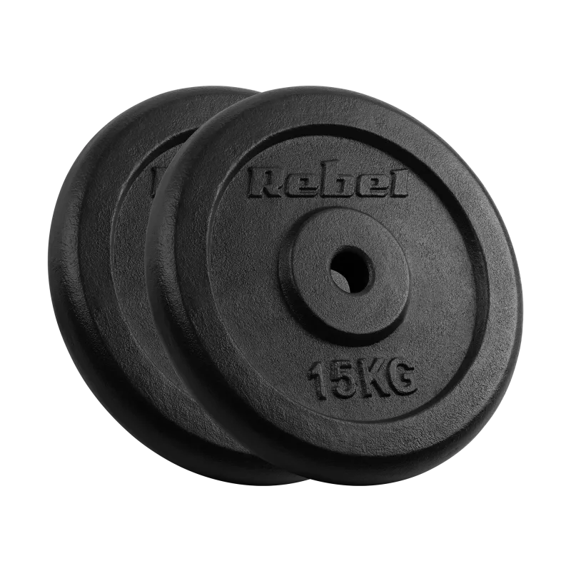 Obciążenie żeliwne zestaw 2x15kg, otwór 31mm, talerz klasyczny, REBEL ACTIVE