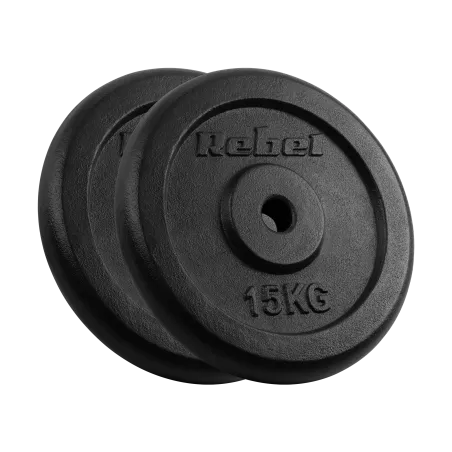 Obciążenie żeliwne zestaw 2x15kg, otwór 31mm, talerz klasyczny, REBEL ACTIVE
