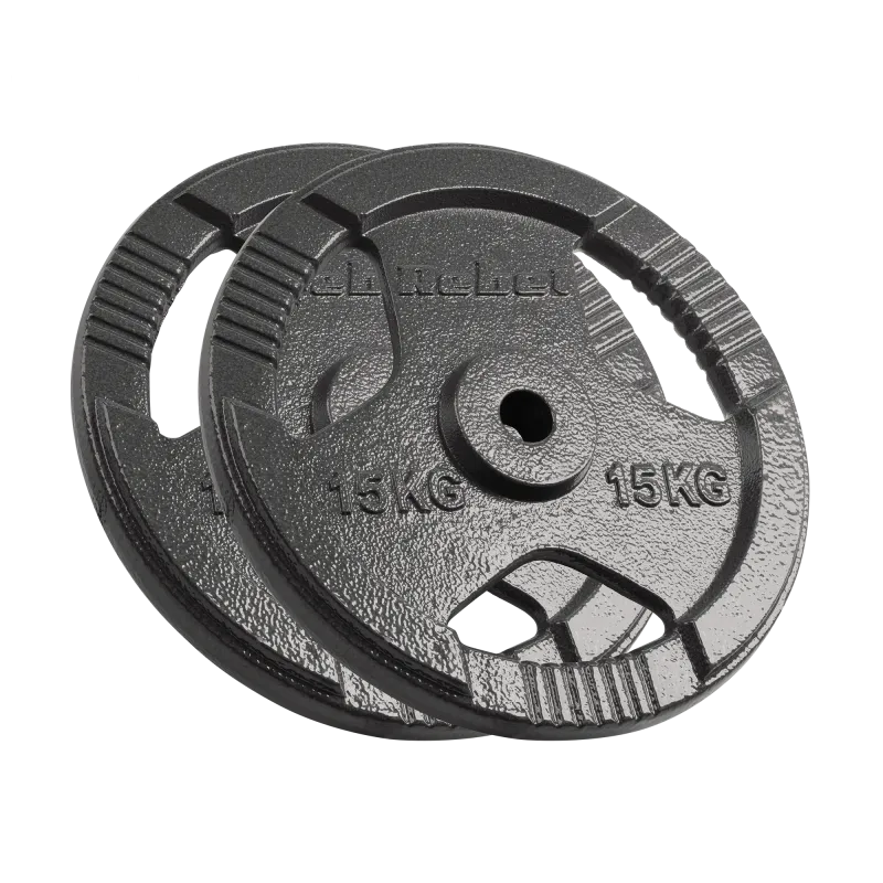 Obciążenie żeliwne zestaw 2x15kg, otwór 31mm, talerz z uchwytami, REBEL ACTIVE