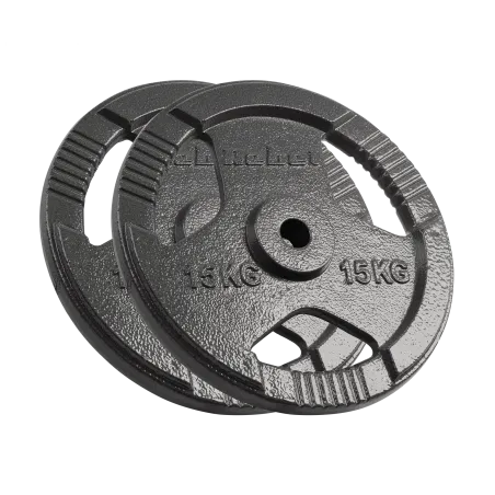 Obciążenie żeliwne zestaw 2x15kg, otwór 31mm, talerz z uchwytami, REBEL ACTIVE