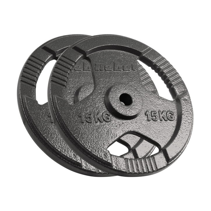 Zestaw obciążeń żeliwnych 2x15kg, otwór 31mm, talerz z uchwytami, REBEL ACTIVE Zestaw obciążeń żeliwnych 2x15kg, otwór 31mm, talerz z uchwytami, REBEL ACTIVE