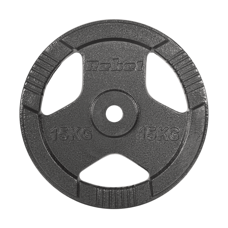 Zestaw obciążeń żeliwnych 2x15kg, otwór 31mm, talerz z uchwytami, REBEL ACTIVE Zestaw obciążeń żeliwnych 2x15kg, otwór 31mm, talerz z uchwytami, REBEL ACTIVE