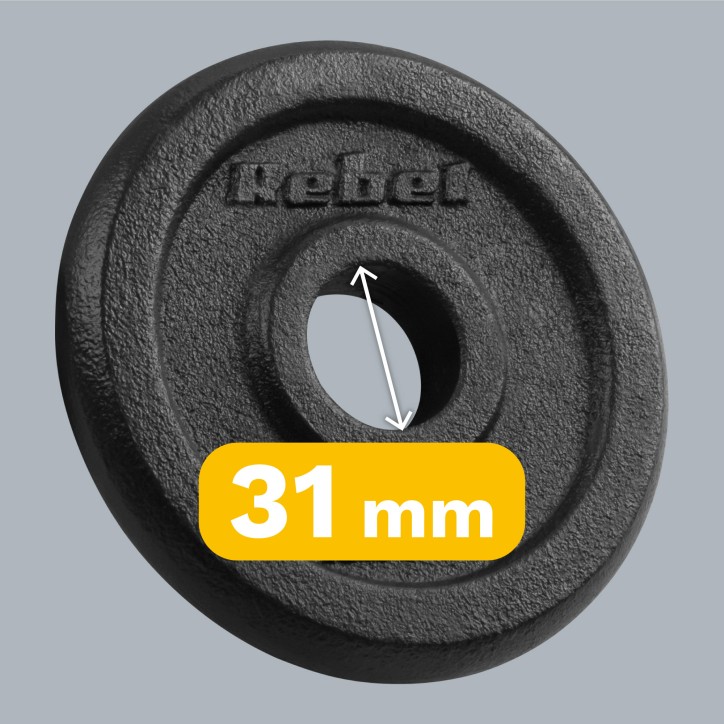 Zestaw obciążeń żeliwnych 4x1.25kg, otwór 31mm, talerz klasyczny, REBEL ACTIVE Zestaw obciążeń żeliwnych 4x1.25kg, otwór 31mm, talerz klasyczny, REBEL ACTIVE