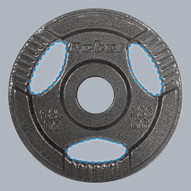 Zestaw obciążeń żeliwnych 4x1.25kg, otwór 31mm, talerz z uchwytami, REBEL ACTIVE Zestaw obciążeń żeliwnych 4x1.25kg, otwór 31mm, talerz z uchwytami, REBEL ACTIVE