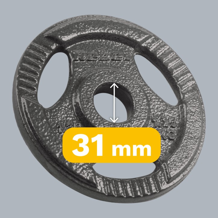 Zestaw obciążeń żeliwnych 4x1.25kg, otwór 31mm, talerz z uchwytami, REBEL ACTIVE Zestaw obciążeń żeliwnych 4x1.25kg, otwór 31mm, talerz z uchwytami, REBEL ACTIVE