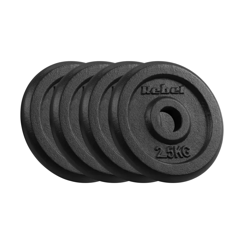 Zestaw obciążeń żeliwnych 4x2.5kg, otwór 31mm, talerz klasyczny, REBEL ACTIVE