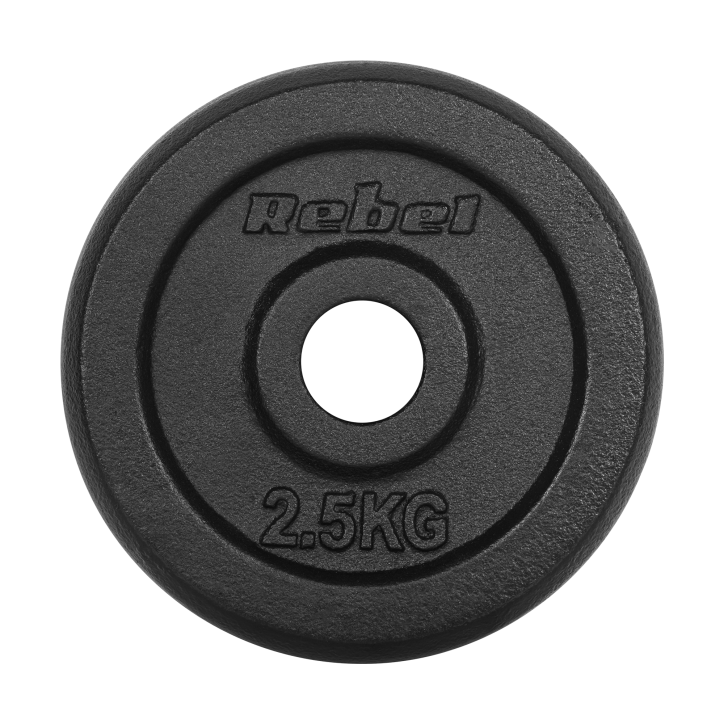 Zestaw obciążeń żeliwnych 4x2.5kg, otwór 31mm, talerz klasyczny, REBEL ACTIVE Zestaw obciążeń żeliwnych 4x2.5kg, otwór 31mm, talerz klasyczny, REBEL ACTIVE