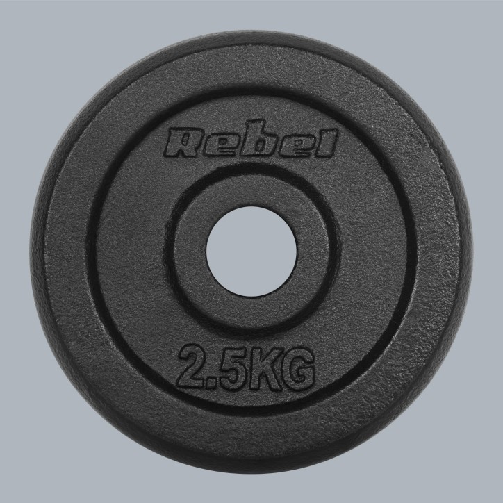 Zestaw obciążeń żeliwnych 4x2.5kg, otwór 31mm, talerz klasyczny, REBEL ACTIVE Zestaw obciążeń żeliwnych 4x2.5kg, otwór 31mm, talerz klasyczny, REBEL ACTIVE