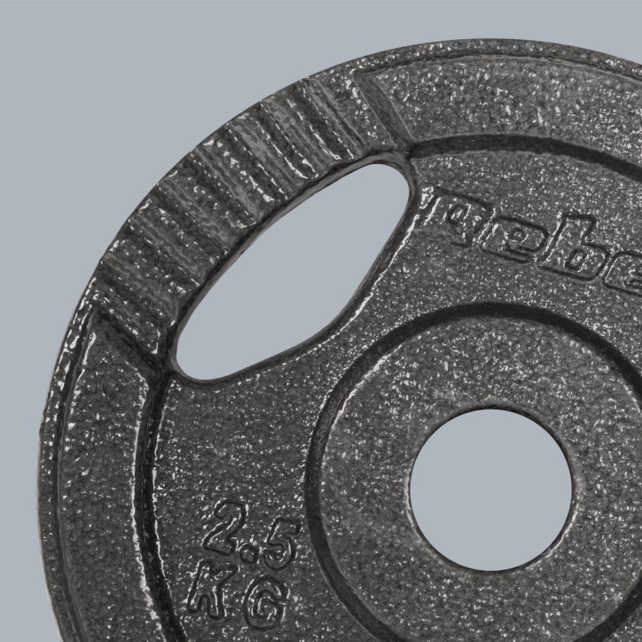 Zestaw obciążeń żeliwnych 4x2.5kg, otwór 31mm, talerz z uchwytami, REBEL ACTIVE Zestaw obciążeń żeliwnych 4x2.5kg, otwór 31mm, talerz z uchwytami, REBEL ACTIVE