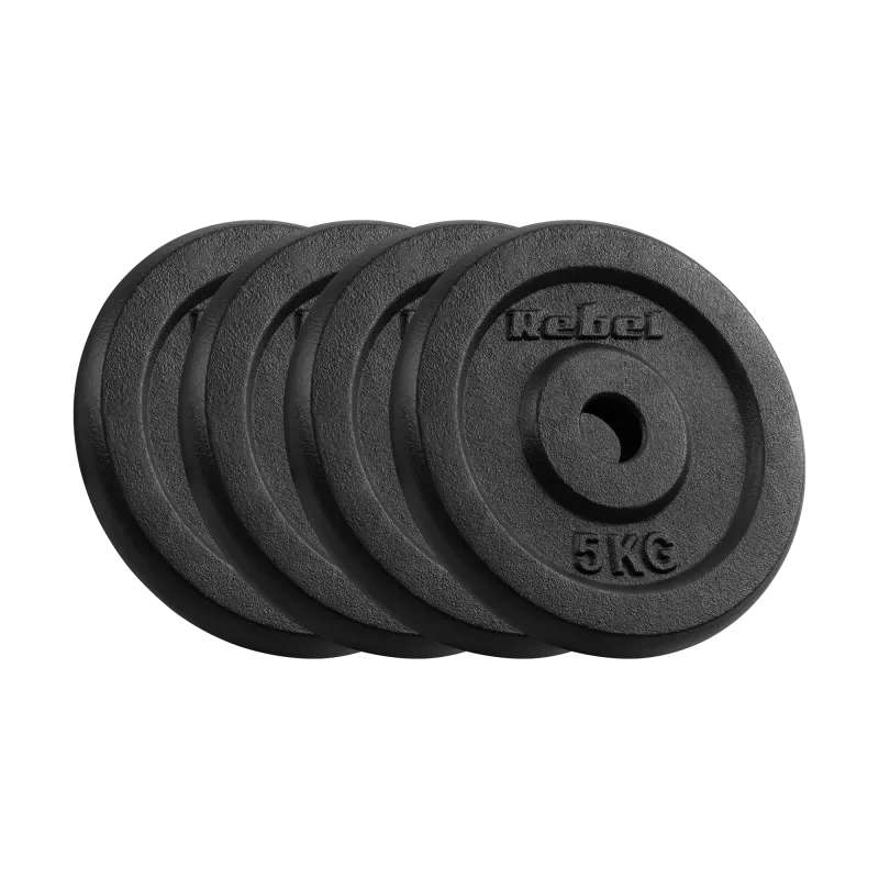 Zestaw obciążeń żeliwnych 4x5kg, otwór 31mm, talerz klasyczny, REBEL ACTIVE